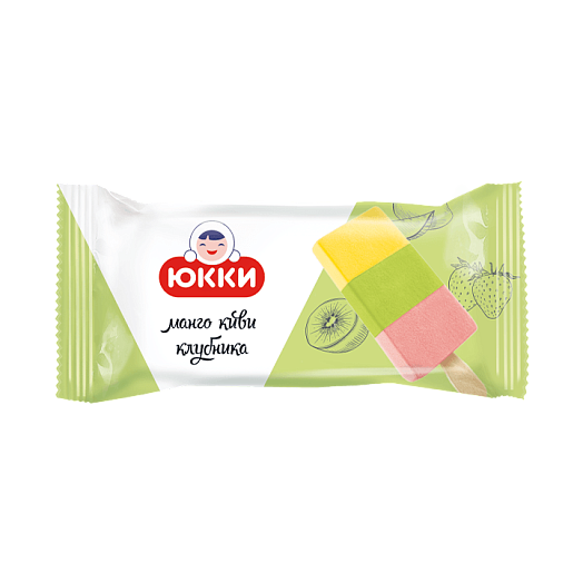 ''YUKKI STRAWBERRY KIWI MANGO" Three-layered milk ice cream with strawberry, kiwi, mango flavor 65 g